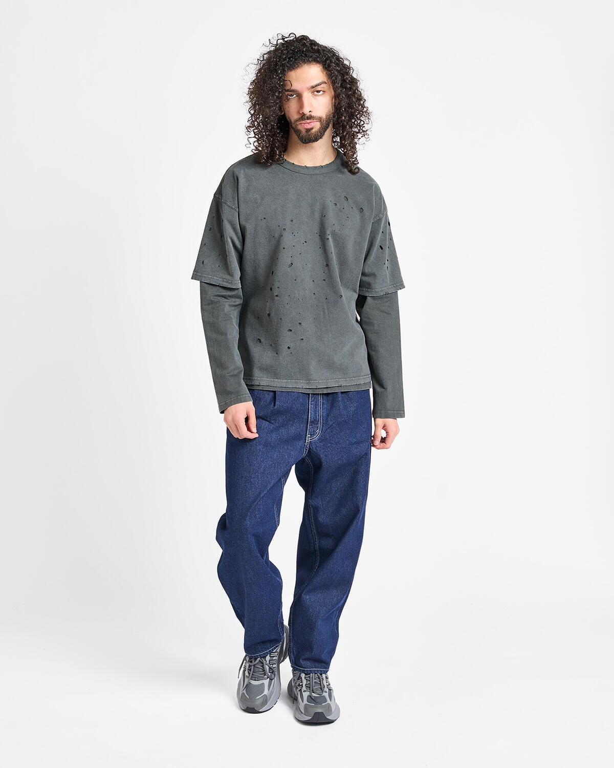 Beams Layered Damage Long Sleeve T-Shirt | 11141174033-19 | AFEW STORE